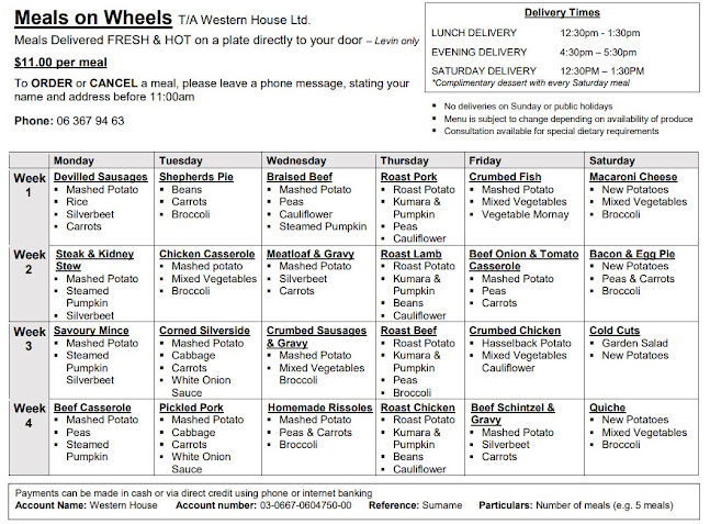 Meals on Wheels - T/A Western House limited