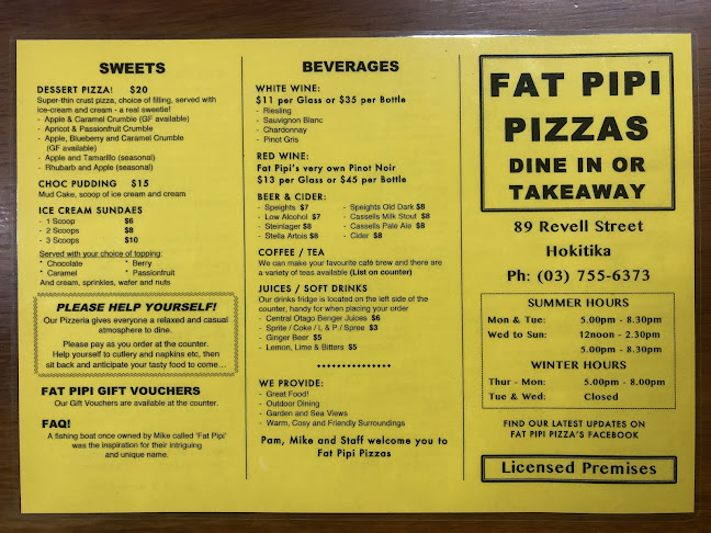 Opinii despre Fat Pipi Pizza în Hokitika - Hospitality and gastronomy