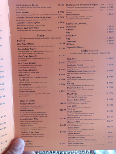 Samrat Indian Restaurant - Waikanae