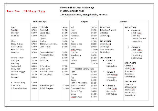 Opinii despre Sunset Fish N Chips Takeaways în Rotorua - Hospitality and gastronomy