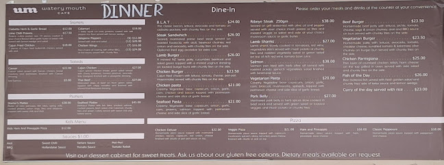 Watery Mouth Cafe Open Times