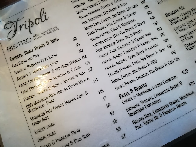Reviews of Tripoli Bistro in Wairarapa - Hospitality and gastronomy
