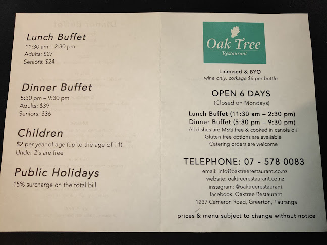 Oaktree Restaurant - Tauranga