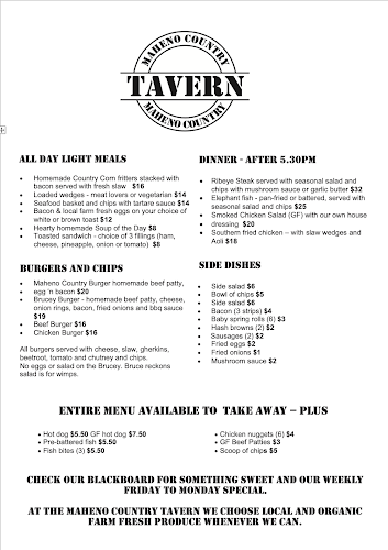 Opinii despre Maheno Country Tavern în Maheno - Hospitality and gastronomy