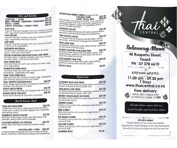 Opinii despre Thai Central Restaurant în Taupō - Hospitality and gastronomy