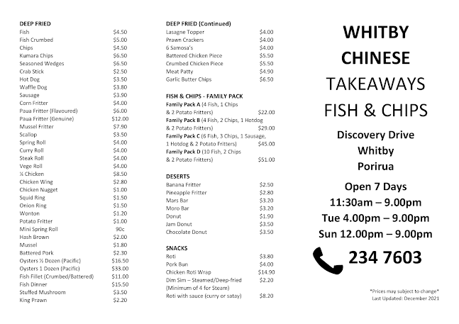 Whitby Chinese Takeaway - Wellington