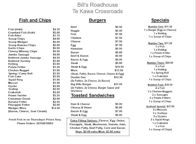 Bills Roadhouse Lunchbar & Takeaways - Hospitality and gastronomy